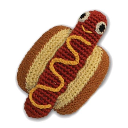 MIRAGE PET PRODUCTS Knit Knacks Hot Dog Organic Cotton Small Dog Toy 500-012